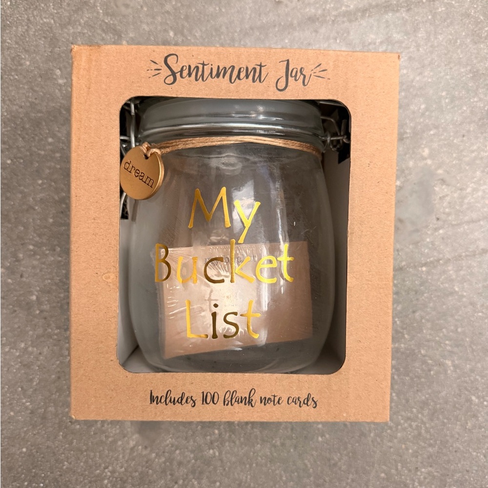 Sentiment Jar with Gold Text